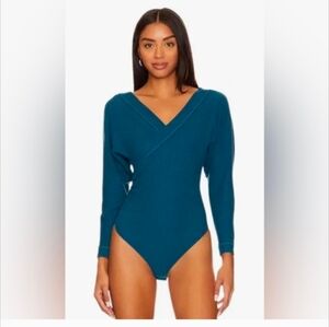 Free People Teal Wrap Bodysuit